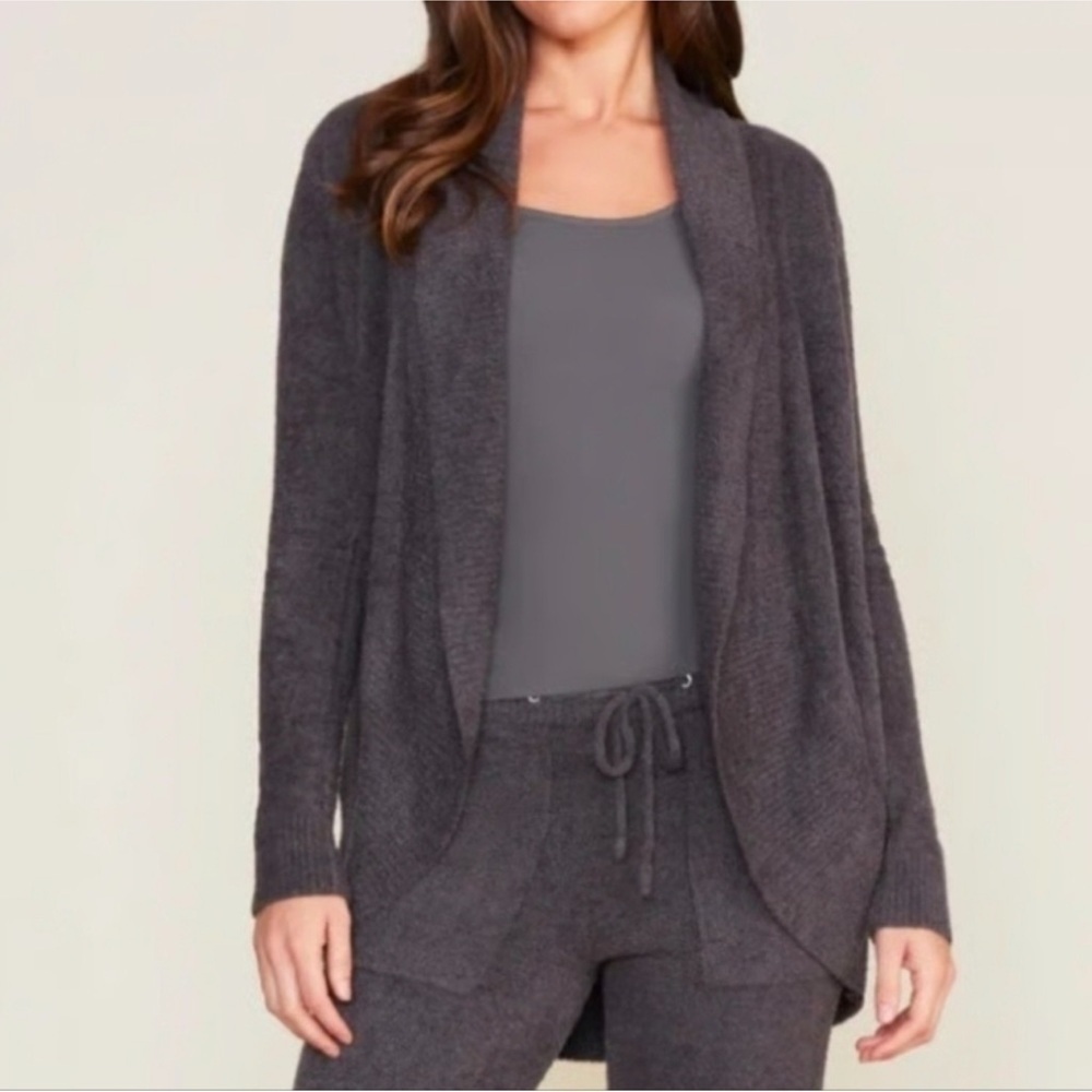 Barefoot dreams cozychic lite gray Open circle Cardigan Sweater size XS/S